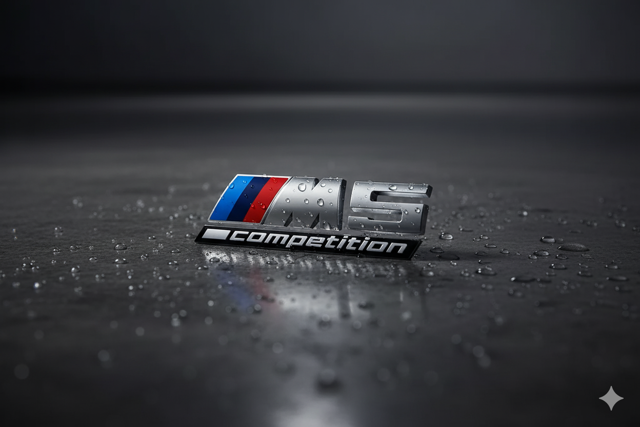 Rear emblem /// m Competition (M1, M2, M3, M4, M5, M6 and M7) in silver - BMW compatible