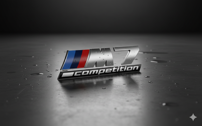 Rear emblem /// m Competition (M1, M2, M3, M4, M5, M6 and M7) in silver - BMW compatible