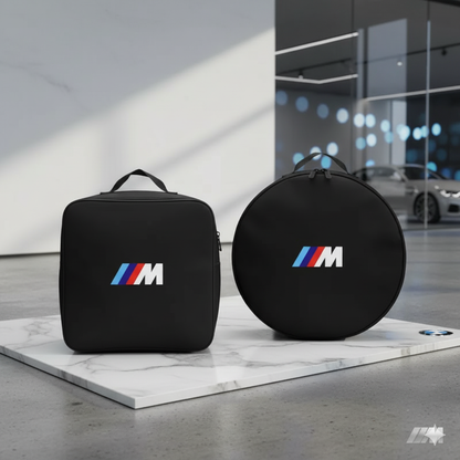 Bolsa de Almacenamiento para Cable de Carga BMW M - Organizador para Cables de Coche Eléctrico en Tela Oxford - Disponible en Forma Circular y Cuadrada