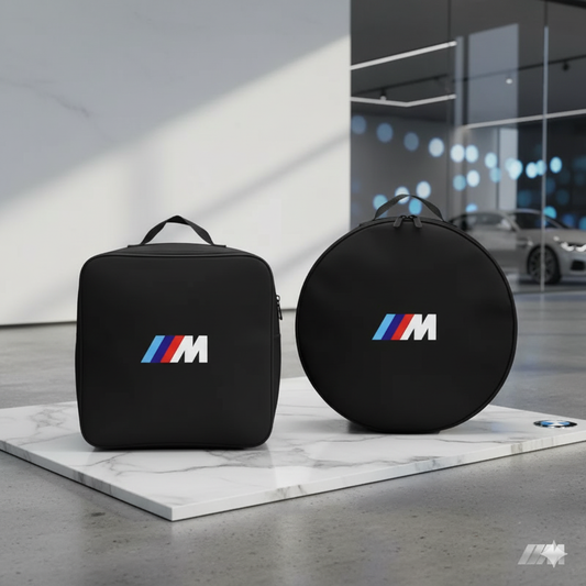 Bolsa de Almacenamiento para Cable de Carga BMW M - Organizador para Cables de Coche Eléctrico en Tela Oxford - Disponible en Forma Circular y Cuadrada