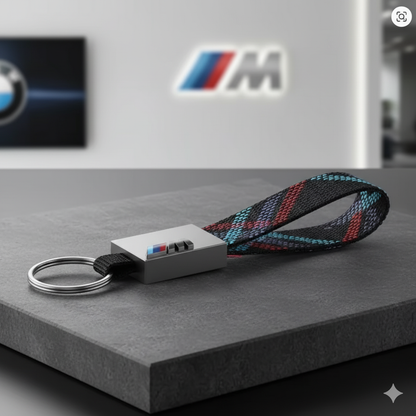 Llavero edición limitada ///M – Diseño trenzado con detalles deportivos