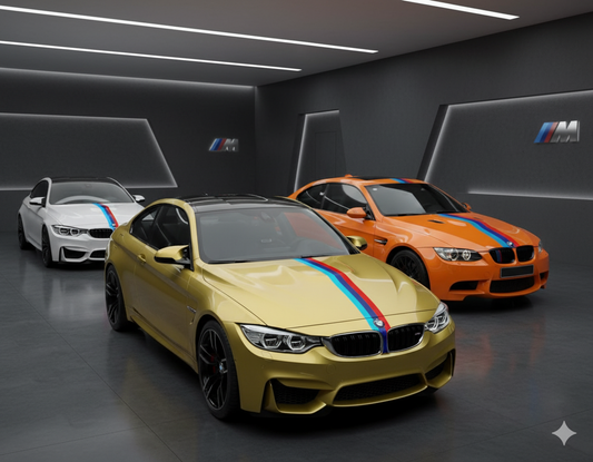 Vinilo Adhesivo BMW ///M – Pegatina Tricolor para Personalización Deportiva