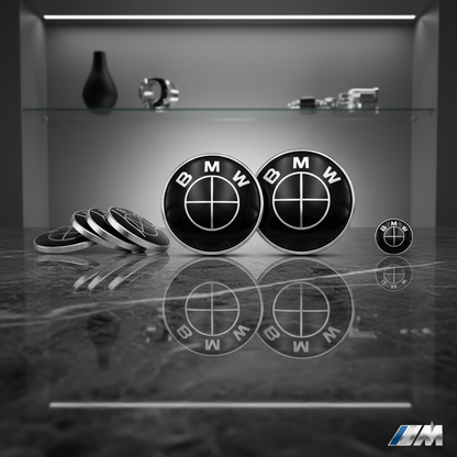Emblema Logo BMW Negro – Delantero, Trasero, Tapabujes y Volante (Varias Medidas)