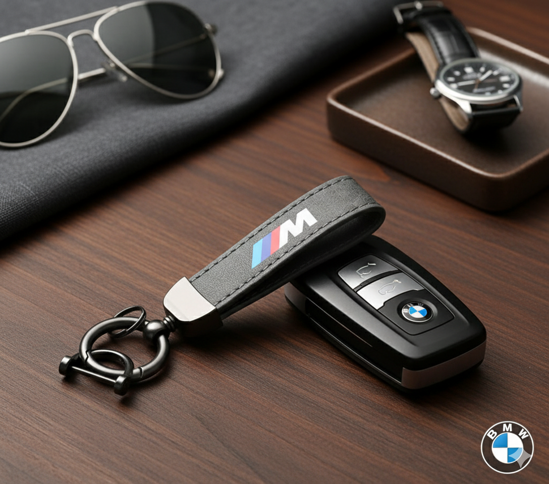 Llavero BMW ///M de Cuero con Hebilla Metálica – Diseño Exclusivo en Gris o Negro