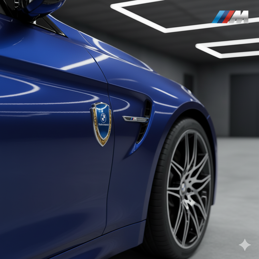 Emblema Decorativo BMW Performance tipo Escudo – Estilo Elegante y Carácter Deportivo