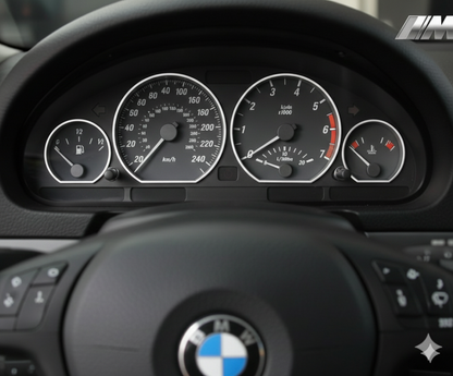 Set de Embellecedores Cromados para el Cuadro Instrumental BMW E46 – Toque Premium