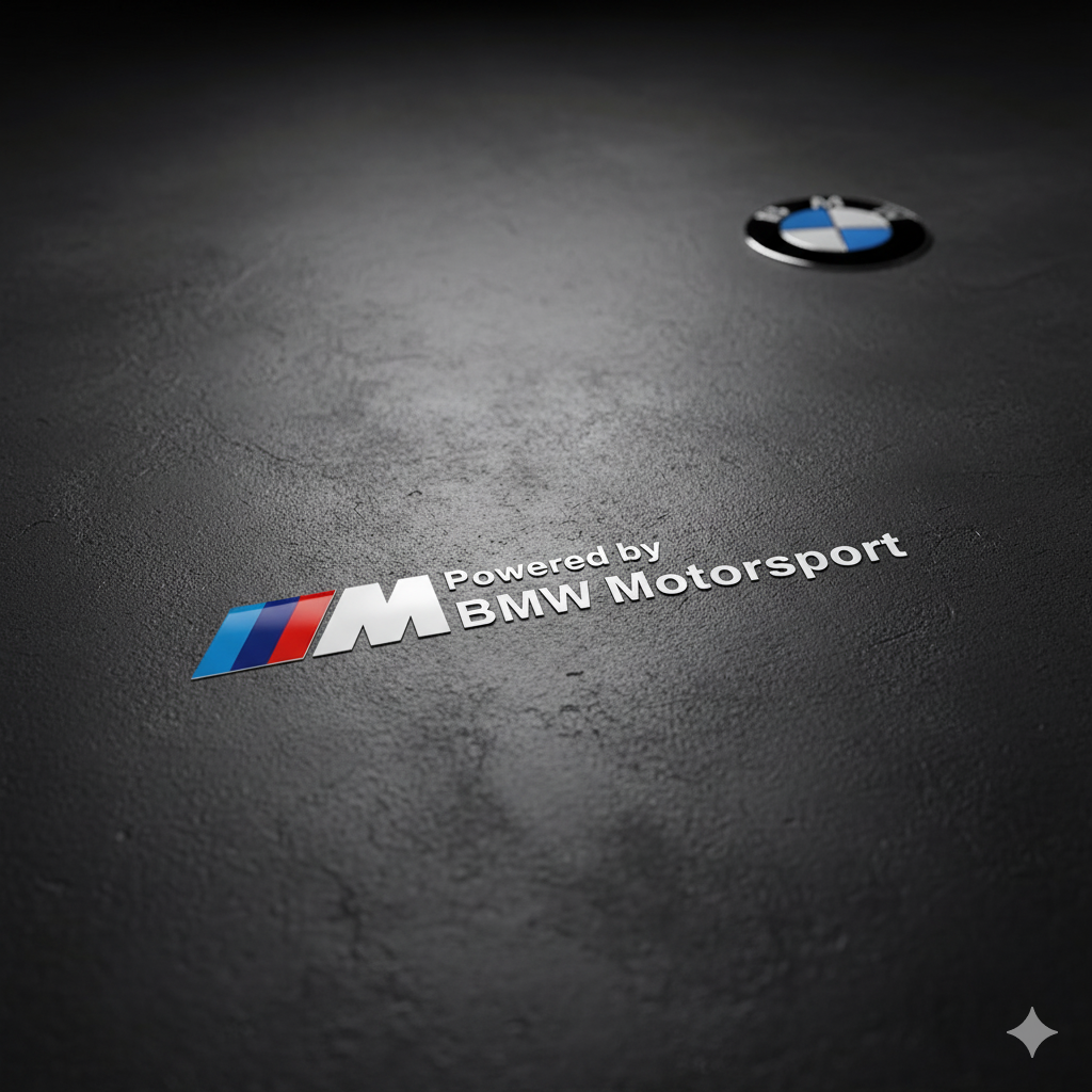 Pegatina “Powered by BMW Motorsport” para Cristales – Estilo Discreto, Espíritu de Competición