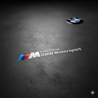 Pegatina “Powered by BMW Motorsport” para Cristales – Estilo Discreto, Espíritu de Competición