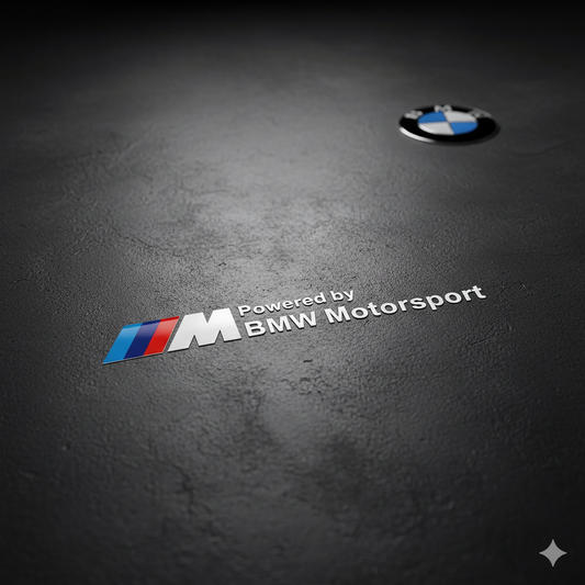 "Powered by BMW Motorsport" Aufkleber für Kristalle - diskreter Stil, Wettbewerbsgeist