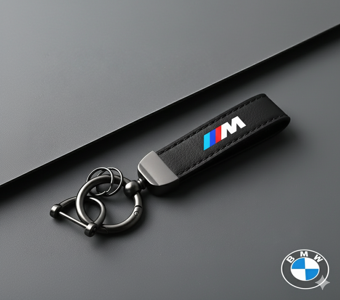 Llavero BMW ///M de Cuero con Hebilla Metálica – Diseño Exclusivo en Gris o Negro