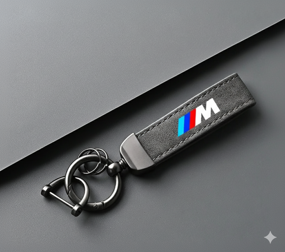 Llavero BMW ///M de Cuero con Hebilla Metálica – Diseño Exclusivo en Gris o Negro