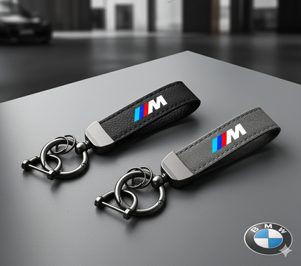 Llavero BMW ///M de Cuero con Hebilla Metálica – Diseño Exclusivo en Gris o Negro