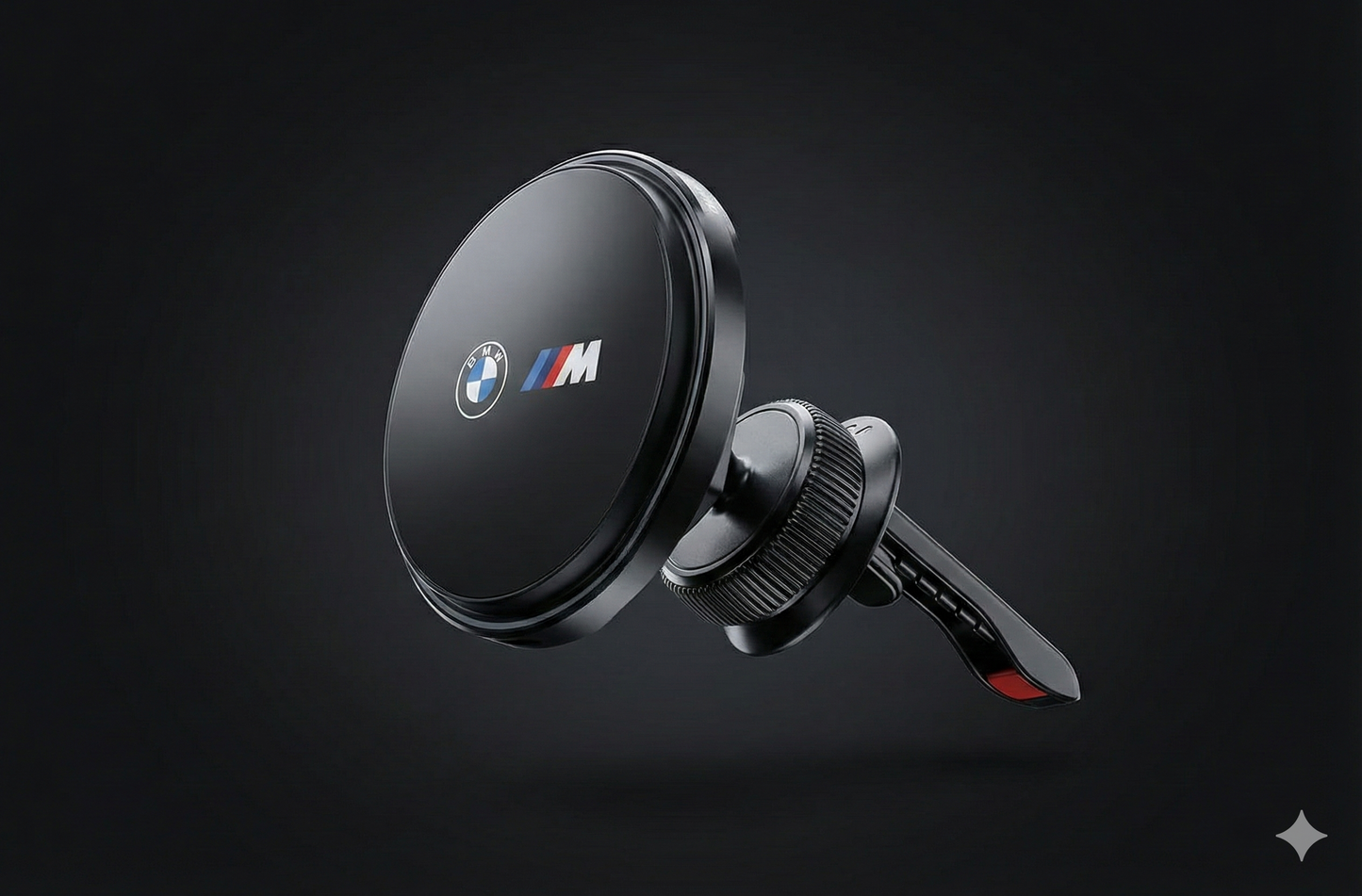 Soporte de móvil Apple / Android - BMW M original con cargador inalámbrico rápido de 15W – Manos libres magnético para coche
