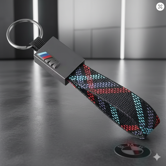 Llavero edición limitada ///M – Diseño trenzado con detalles deportivos