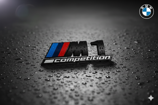 Heckemblem /// M Wettbewerb (M1, M2, M3, M4, M5, M6 und M7) in Schwarz - BMW kompatibel