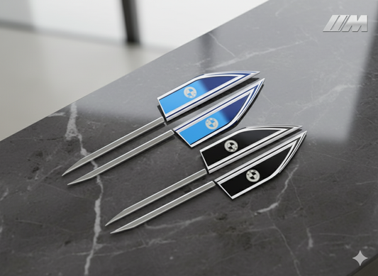 Emblemi di pinne laterali in stile BMW - Disponibile in blu o nero