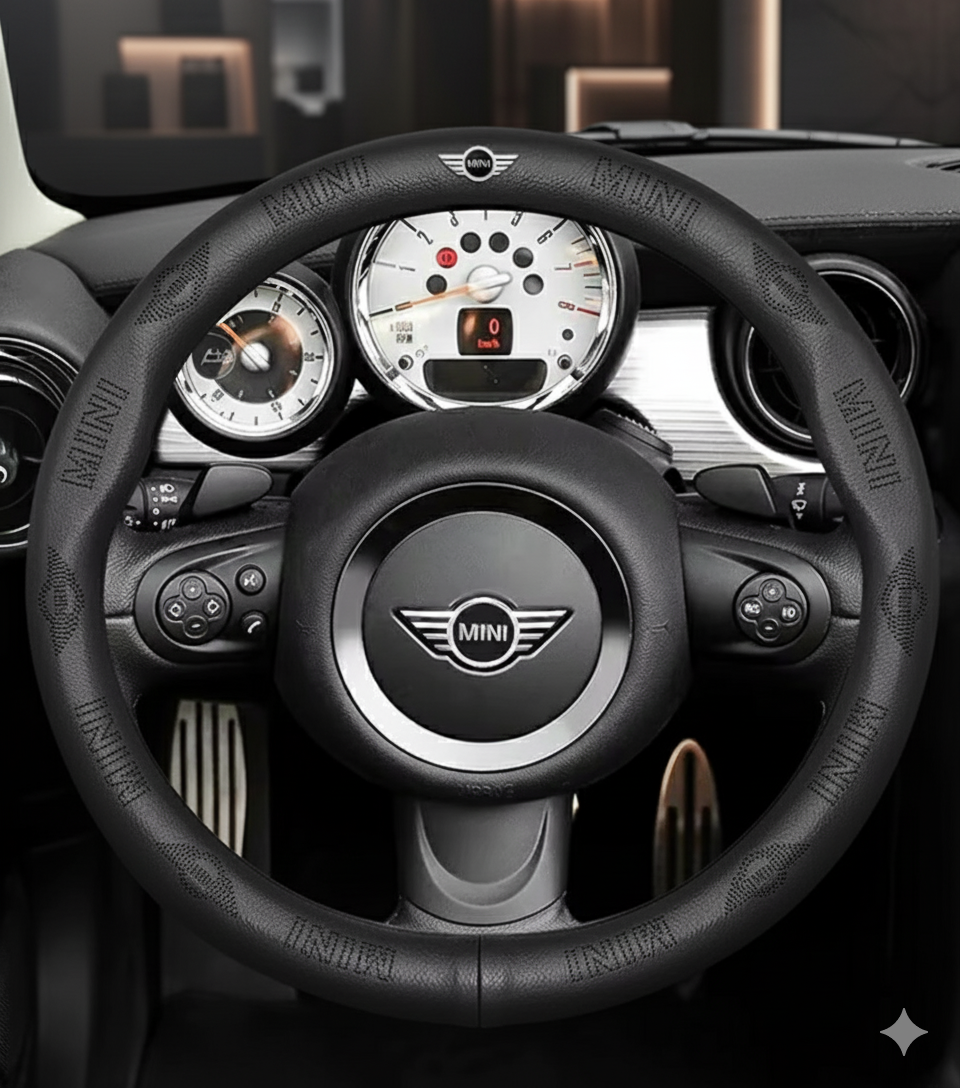Tampa do volante de couro de 38 cm - elegância, conforto e aderência