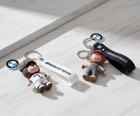 Llavero BMW Motorsport – Osito Mecanico o Piloto con Caja de Regalo 🎁