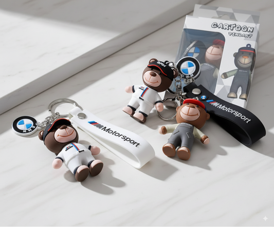 Llavero BMW Motorsport – Osito Mecanico o Piloto con Caja de Regalo 🎁