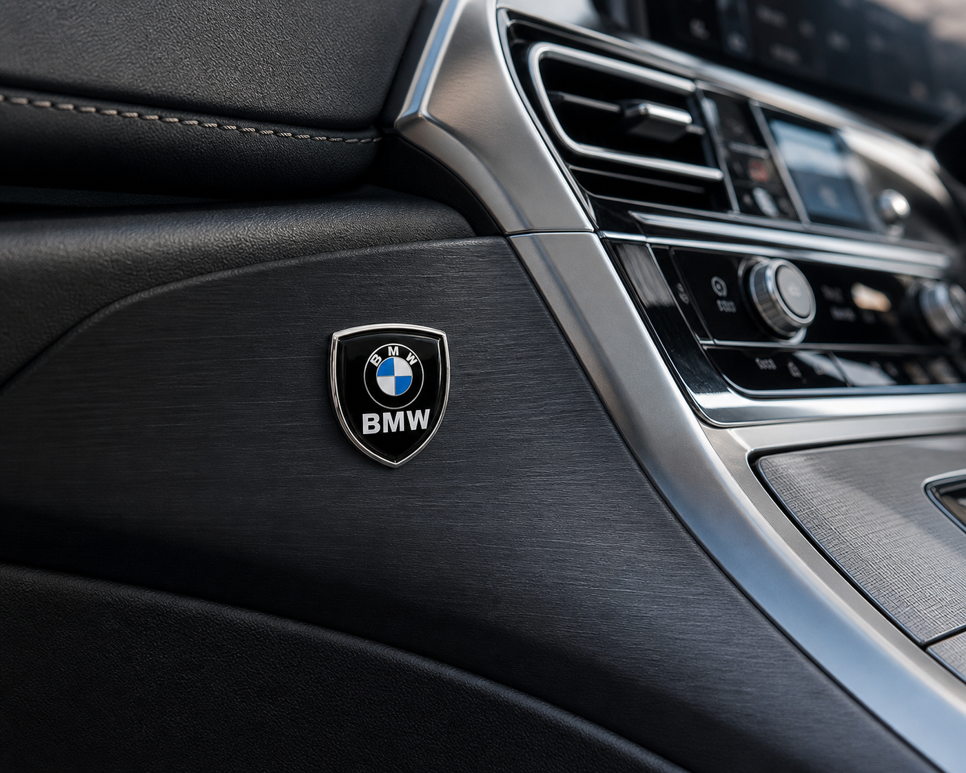 Pack de 2 Emblemas Adhesivos para BMW con Marco Cromado - lifestyle_objeto Interior salpicadero