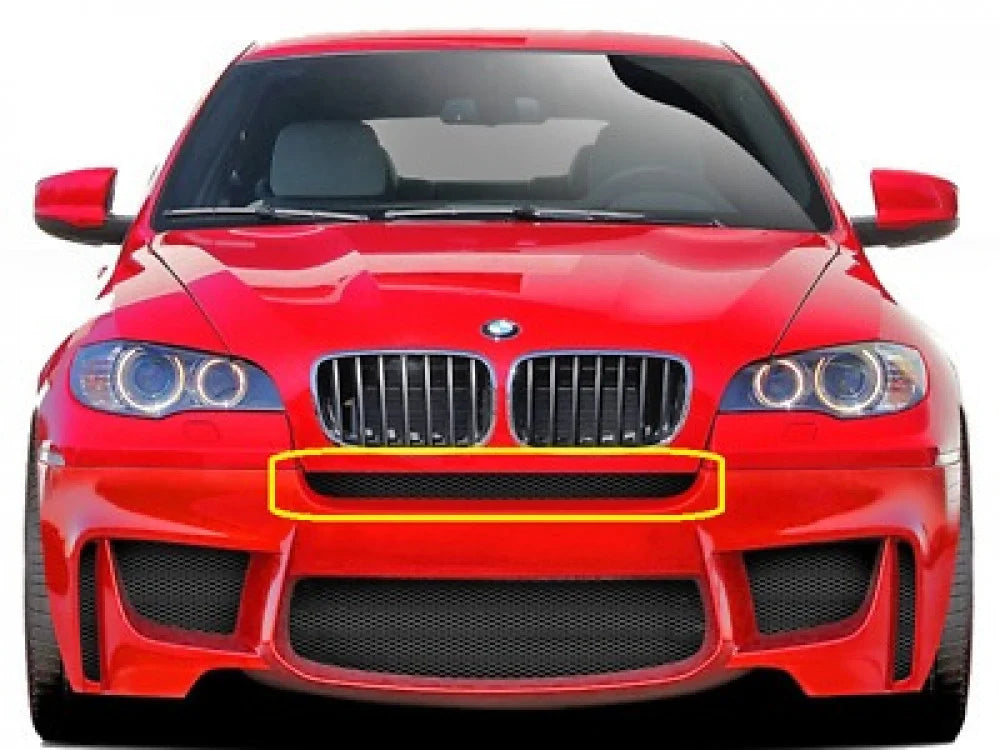 Rejilla central superior paragolpes delantero OEM 51112159276 para BMW X6 E71, E72. Repuesto original BMW.