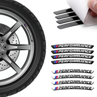4 autocollants en aluminium réglés pour les pneus BMW avec logo Performance (noir / blanc)