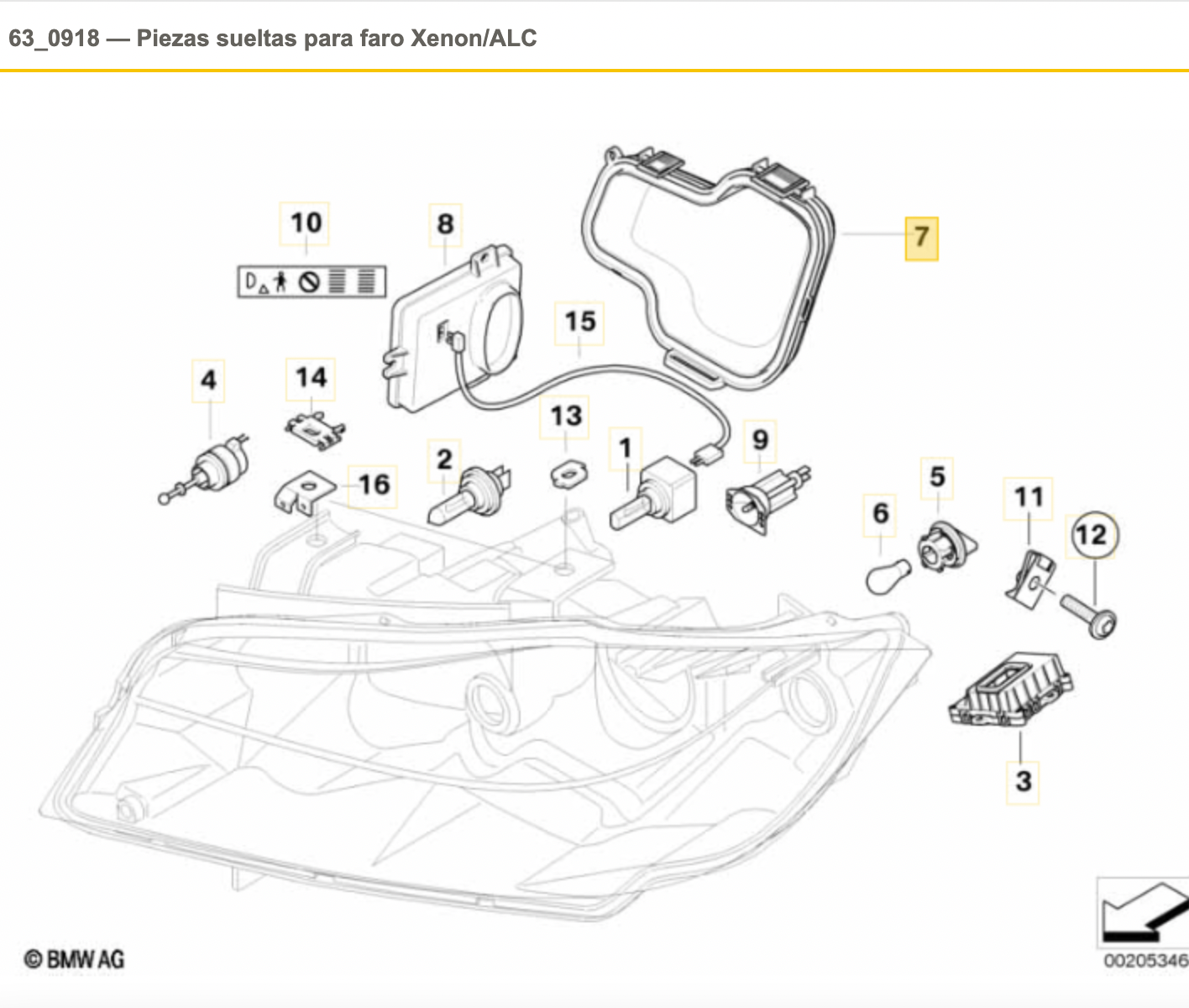 Tapa Caperuza Interior Faro Xenon Para Bmw E90 E91. Original Recambios