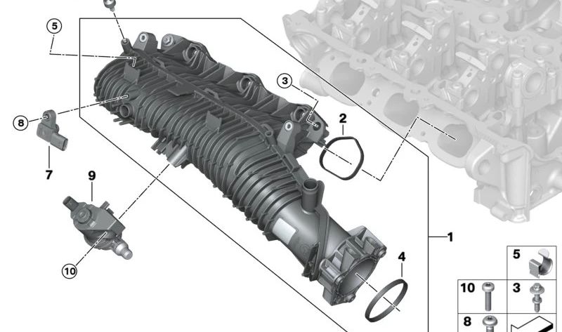 Système d'admission pour BMW Series 1 F70, série 2 U06, X1 U11, X2 U10, Mini F65, F66, U25 (OEM 11618487588). BMW d'origine