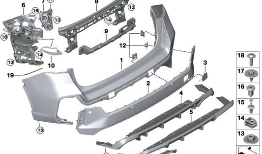 Rear PDC/PMA Sensor Bracket Assembly for BMW U11, U12 (OEM 51125A4FFD7). Original BMW