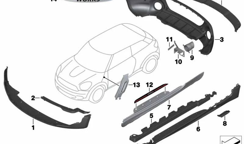 Moldura intermitente lateral izquierda OEM 51139808593 para MINI Countryman R60, Paceman R61. Original MINI.