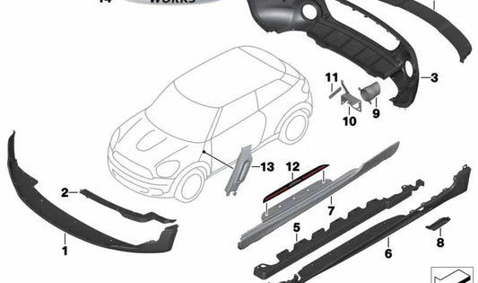 Moldura intermitente lateral izquierda OEM 51139808593 para MINI Countryman R60, Paceman R61. Original MINI.