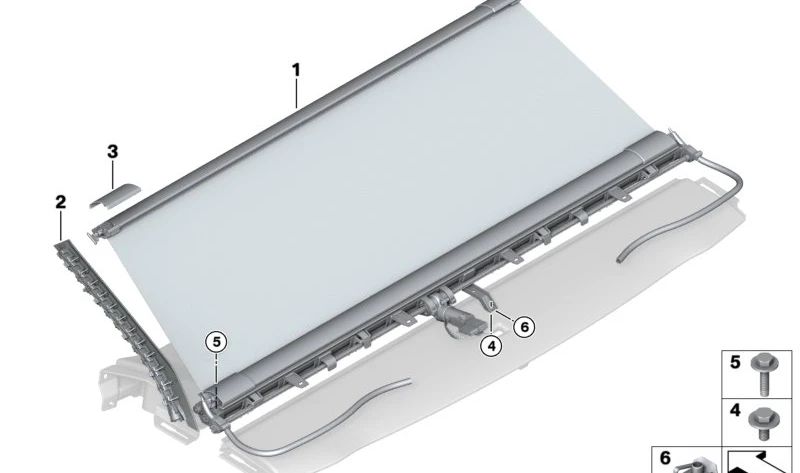 Estor pour le soleil pour BMW G70 (OEM 51465A12017). BMW d'origine