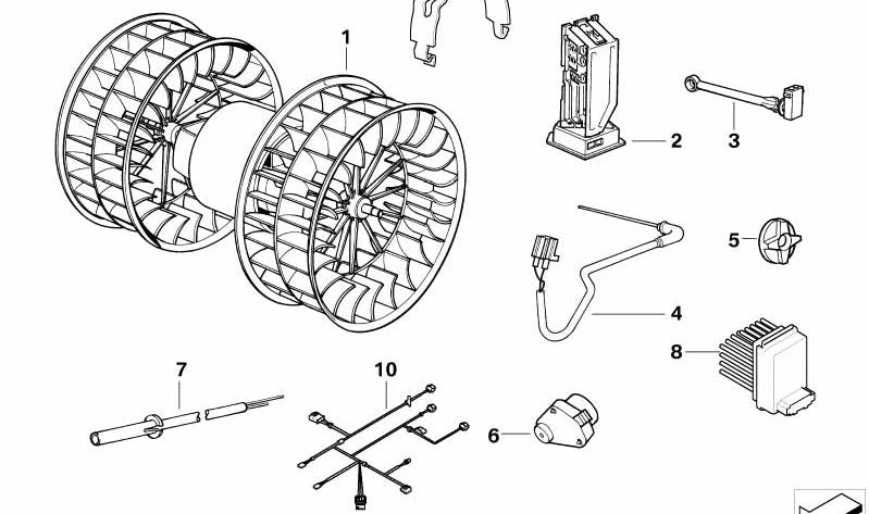 Ventilador calefacción habitáculo OEM 64118390208 para BMW E36. Original BMW.