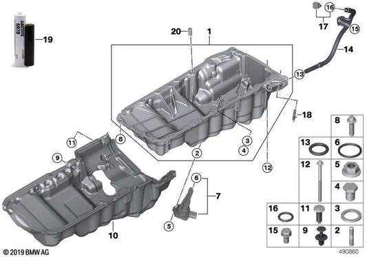 Capa acústica para BMW Série 5 G30, G31, Série 6 G32, Série 7 G11, G12 (OEM 11148571546). BMW original