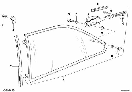 Janela dobrável verde direita para BMW Série 3 E21 (OEM 51361880554). BMW originais.