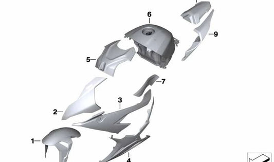Remate depósito izquierdo LIGHT-WHITE OEM 46639467795 para BMW Motorrad S 1000 RR (K67). Original BMW Motorrad.