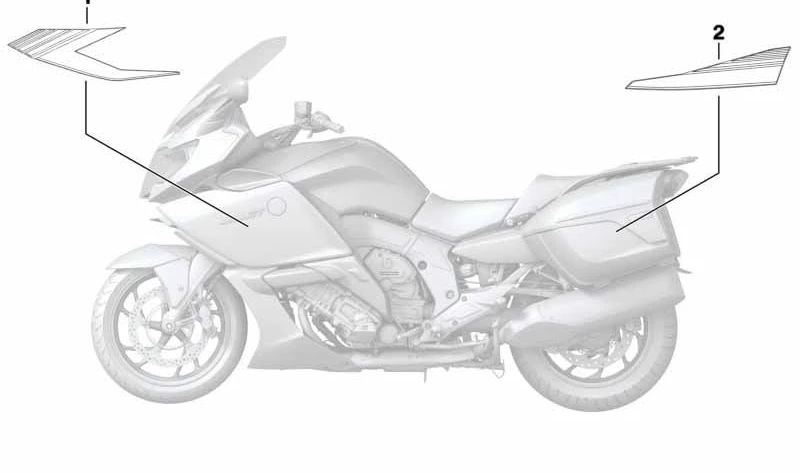 Decoración tapa del maletero izquierdo OEM 51148557409 para motos BMW K1600GT, K1600GTL. Original BMW Motorrad.