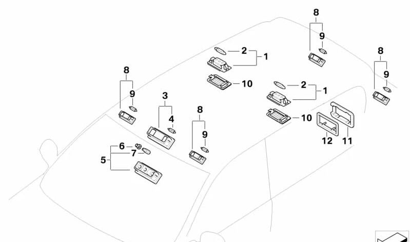 HINTER LESUNG LICHT OEM 63316974432 für BMW E46, E39, E38, X5 E53. Original BMW.