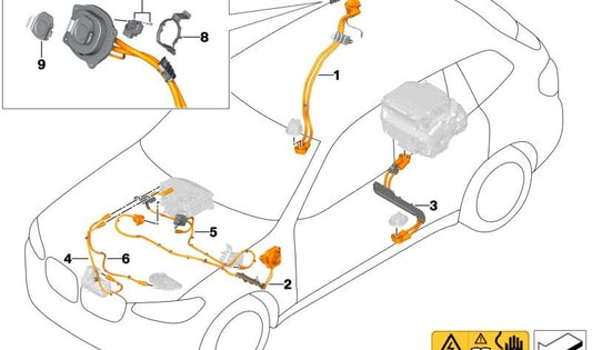 Cableado HV para toma de carga combinada AC/DC OEM 61125A3CEF0 para BMW X3 G08. Recambio original BMW.
