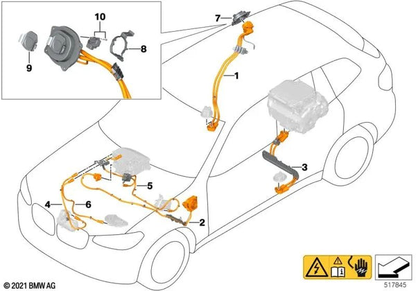 HV Cableado Combo de Carga AC/DC para BMW E46, F30, F80 (OEM 61125A3CED1). Original BMW