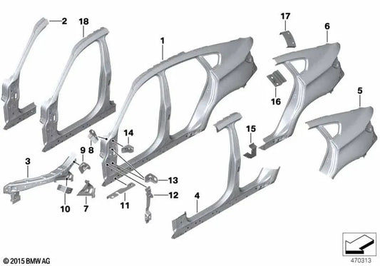 Pilar externo A-Right para BMW E71, E72 (OEM 41217182720). BMW original