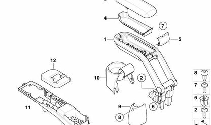 Reposabrazos central de piel sintética OEM 51162753341 para MINI R55, R56, R57, R58, R59. Compatible con modelos Cooper con cambio manual y automático. Color negro. Original MINI.