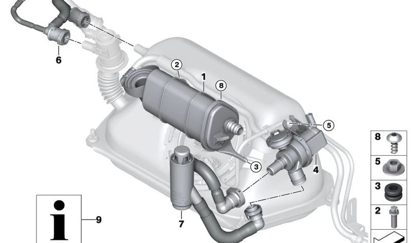 OEM ventilation tube 16137303951 for BMW I3 (I01). Original BMW.