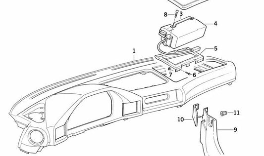 Instrument de table Edgecador OEM 51458168948 pour BMW E34. Pièce BMW originale. Couleur noire