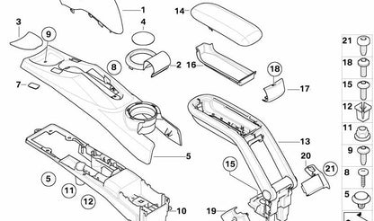 Apoio de braço console central em couro sintético Panther Black OEM 51166954297 para MINI Cooper/One/One D R50, Cooper S R53, Cabrio R52… e mais. Original MINI.