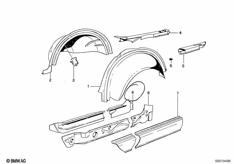 Barra cruzada direita para BMW E46, E53, F30 (OEM 41111814062). BMW original