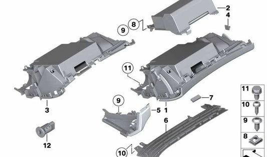 Inserto guantera OEM 51459151356 para BMW Z4 E89. Original BMW.