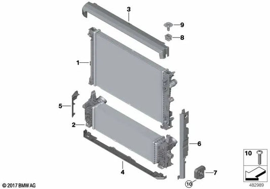 Radiateur de réfrigérant pour BMW G05, G05N, G06, G06N, G07, G07N (OEM 17118472275). BMW d'origine