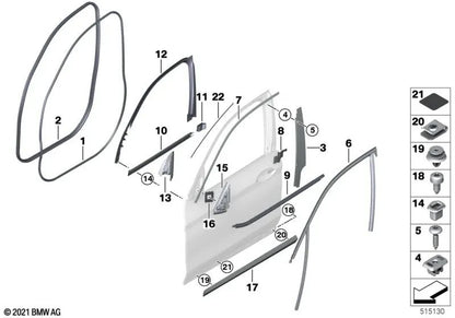 Linkes Vordertürfenster für BMW F97N, G01, G01N, G08, G08N (OEM 51337410017). Original BMW