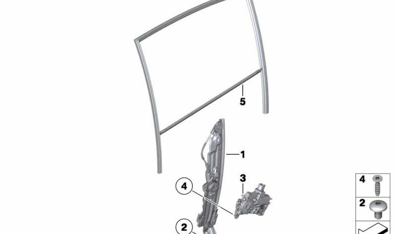 Elevador eléctrico de ventana trasera derecha OEM 51357182616 para BMW F01, F02, F04. Original BMW